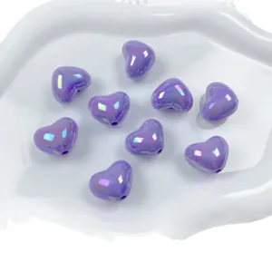 Acrylic AB plated heart shaped loose beads colorful DIY handmade jewelry accessories parts