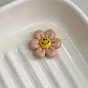 Colorful smiley face flower resin cabochons DIY jewelry making craft beads for bracelets and charms