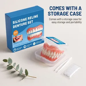 Silicone denture reline set with storage case portable comfortable fit dental care kit