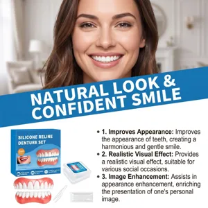 Silicone cosmetic denture veneer set for natural comfortable smile daily oral care and protection