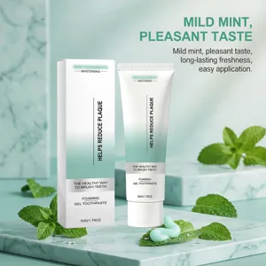 Vue de détail du dentifrice en gel blanchissant à la menthe douce, soin buccal quotidien 50g.