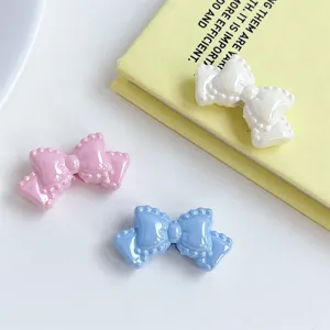 Acrylic Double Layer Cream Bow Lace DIY Hair Accessories Cute Phone Chain Charms Set