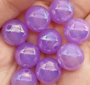 Perles rondes en acrylique violet avec placage AB etoile pour fabrication de bijoux artisanaux DIY.