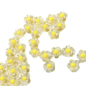 Transparent acrylic flower beads with yellow center DIY craft accessories for shoes and bags.