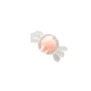 Cuenta transparente de acrilico en forma de caramelo con bola interior rosa vista principal