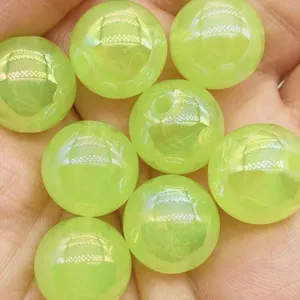 Perles rondes en gel acrylique pour bijoux DIY, perles en vrac couleur AB holographique gros.