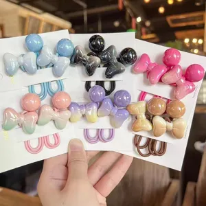 Élastiques à cheveux nœud acrylique dégradé accessoires de cheveux mignons pour femmes