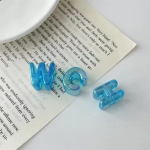Perline con lettere in acrilico trasparente blu accessori per gioielli fai da te