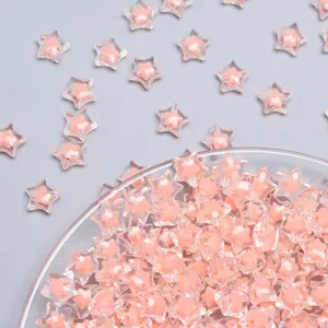 Perline in acrilico rosa a stella, pentagramma sfaccettato colore AB accessori DIY.