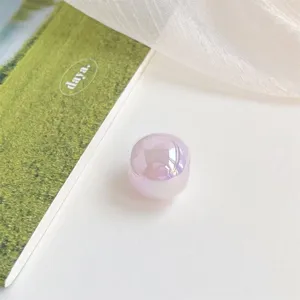 Pastel purple iridescent acrylic large hole loose bead, DIY jewelry making accessory detail view.