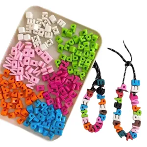 Acrylic letter beads 6mm macaron colorful alphabet beads for DIY phone charm handmade jewelry making