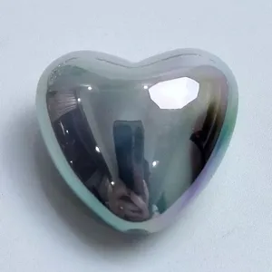 Color plated gradient heart bead charm diy phone chain bracelet jewelry making accessories