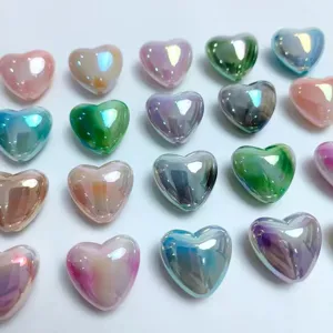 Gradient color heart beads for DIY jewelry making, charm bracelet and phone chain accessories.