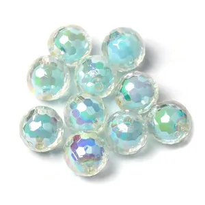 Perles en acrylique transparentes à facettes multiples avec revêtement irisé AB.