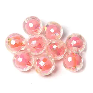Perles acryliques à facettes roses revêtement AB pour fabrication de bijoux DIY en vrac