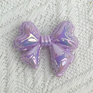Purple iridescent bow acrylic charm DIY jewelry making pendant cute aesthetic craft material