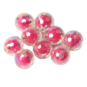 Perles en acrylique à facettes transparentes couleur AB pour accessoires de bijoux en gros
