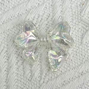 Transparent acrylic iridescent bow charm, perfect for summer DIY bracelet jewelry making accessories.