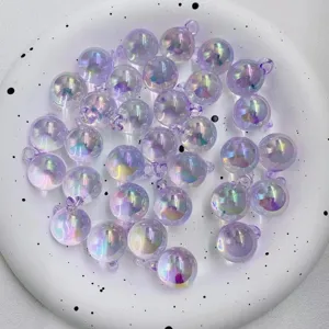 Acrylic UV Plated Hanging Hole Beads 16mm DIY Necklace Bracelet Colorful Loose Beads