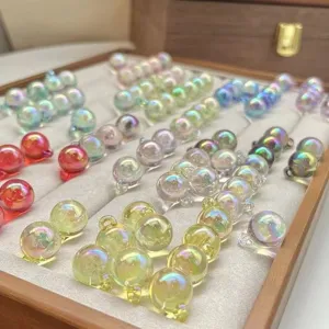 Acrylic Iridescent High Gloss UV Plated Hanging Hole Loose Beads DIY Bracelet Necklace Jewelry Making Findings 16mm
