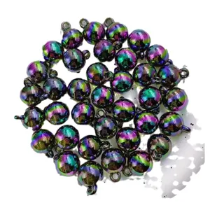 16mm colorful UV plated acrylic loose beads with loop for DIY bracelet and necklace making
