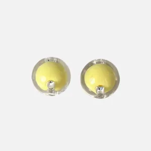 Clear acrylic double-layer round beads with yellow inner core for DIY crafts and jewelry making.
