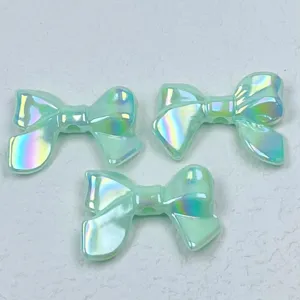 Acrylic electroplated bow beads, colorful iridescent DIY jewelry making charm supplies for phone charms.