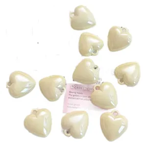 DIY glossy heart pendant charms milkshake white acrylic beads for handmade jewelry keychain making