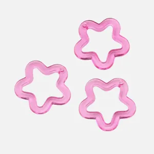 Rosa durchsichtige hohle Stern Acryl Perlen fuer DIY Armband Schmuckherstellung Zubehoer