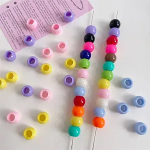 Colorful acrylic pony beads large hole macaron spacer beads for DIY hair braids jewelry making