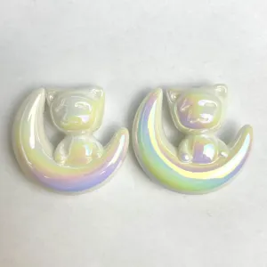 Ciondolo gatto luna in acrilico perline DIY accessori gioielli per catena telefono.