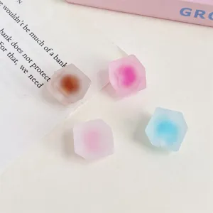 Acryl zweifarbige Diamant lose Perlen mattiert DIY Basteln Haarschmuck Zubehör 4 Stk.