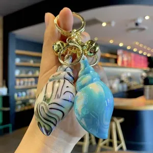 Colorful acrylic conch keychain pendant cute gradient shell bag charm car accessories