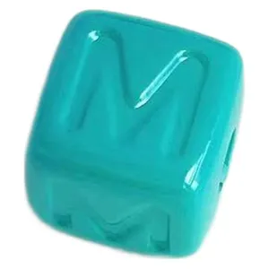 Perlina di lettere quadrate in acrilico turchese accessorio gioielli DIY braccialetto