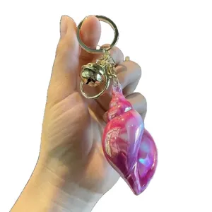 Colorful acrylic conch shell keychain cute glitter bag charm car pendant for women girls