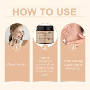 WOODSLEEP tallow honey face and body moisturizer usage guide detail graphic image steps.