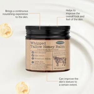 WOODSLEEP whipped tallow honey balm detail shot showing moisturizing face and body skincare.