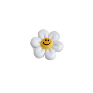 Colorful resin smiley flower charm for DIY jewelry bracelet crafting hair clip accessories.