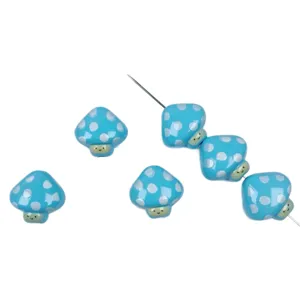 Perline a fungo a pois blu 17mm ciondoli artigianali fai da te per accessori di bigiotteria