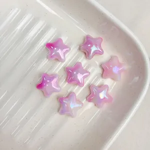 Close-up of pink cloud gradient star loose beads, ideal for DIY handmade bracelets and hair clips.