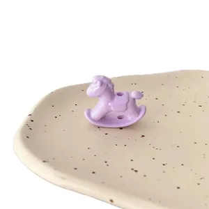 Cute purple rocking horse acrylic loose beads for DIY jewelry making, charm bracelets, keychains.