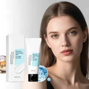 Intensive nourishing rice overnight sleeping face mask detail view, hydrating skin care cream.
