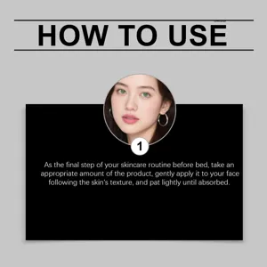 Rice sleeping mask usage guide detail image showing step-by-step night skincare instructions.