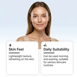 Detailed view of facial collagen serum application on clean skin, lightweight texture.