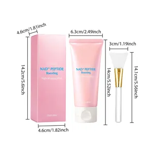 Night wrapping mask set with brush, 75g hydrating facial skin care for smooth glowing face.