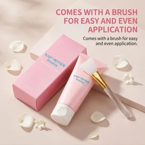 NAD+ peptide boosting night wrapping face mask with a soft application brush for daily skincare.