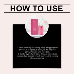 Detail view of the brightening gel serum showing usage instructions and product packaging clearly.