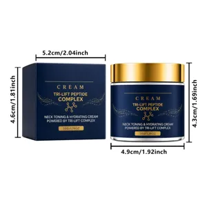 Crema reafirmante hidratante para el cuello 50g en tarro azul oscuro para el cuidado diario.