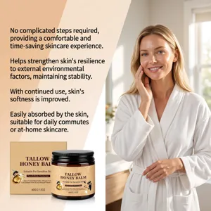 Baume au miel de suif hydratant visage et corps 60g, soin nourrissant naturel pour peau sensible.
