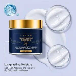 Crema hidratante para el cuello reafirmante y nutritiva con fórmula de péptidos anti-edad.